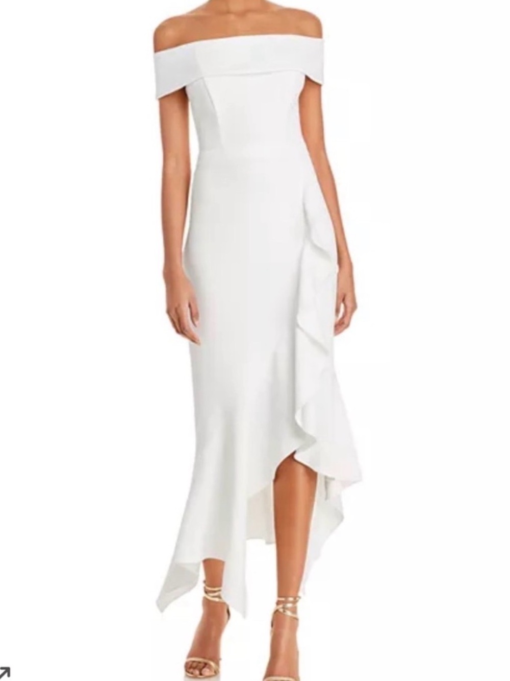 Bloomingdales Aqua Formal White Ruffle Dress